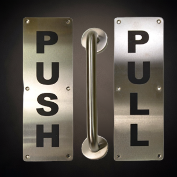 SS DOOR HANDLE W PUSH & PULL PLATE - Image 2