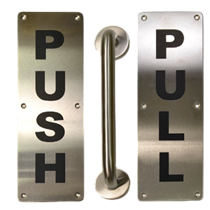 SS DOOR HANDLE W PUSH & PULL PLATE