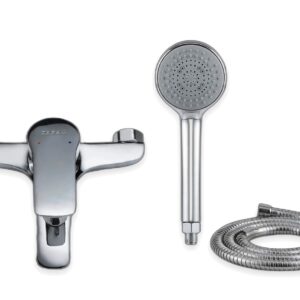 Bath & Shower Mixer AZBM S02, Wall-Mounted Chrome Shower Mixer Set (ZARA Signature)