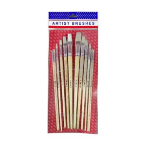 Artist Brush Set, Flat, 12 pcs