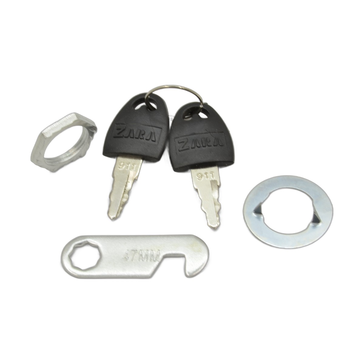 ZARA cam lock keys, cam, nut and washer