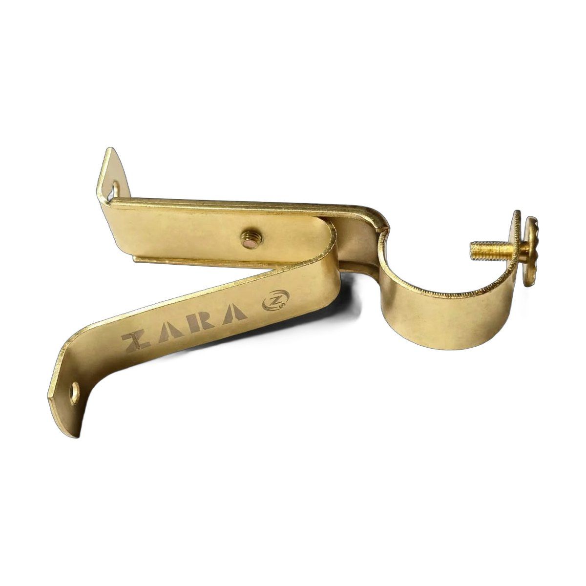 ZARA Tools curtain rod bracket GP, gold brass finish, ZARA engraved