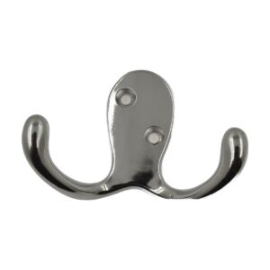 Double Coat Hook, Chrome / Brass / SN Finish