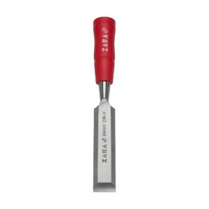 Wood Chisel 12 to 24 mm, Flat Plate, CR-V Blade, Red Handle