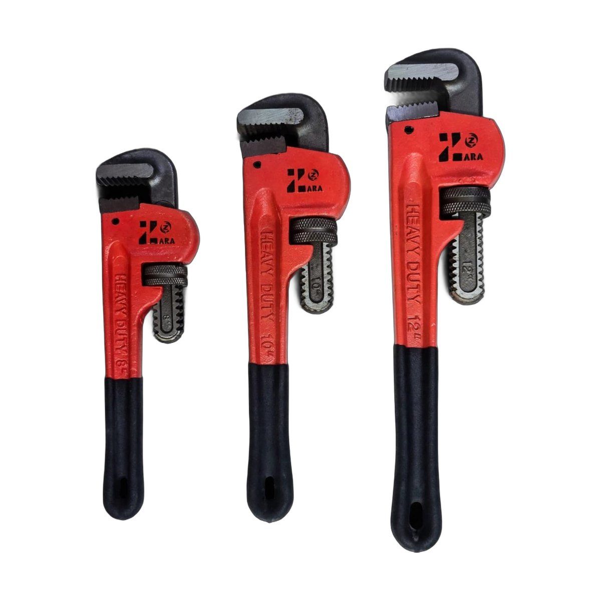 ZARA Tools heavy-duty pipe wrenches in three sizes