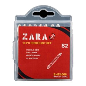 Power Bit PH2 × 65 mm, Double Side, Set of 10 (Phillips Screwdriver Bits)