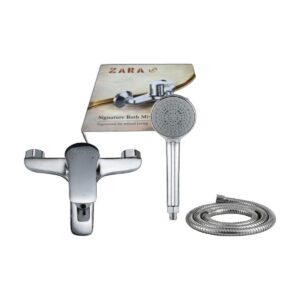 Shower Mixer Set AZBM S02, Wall-Mounted, Chrome, with Hand Shower & SS Hose