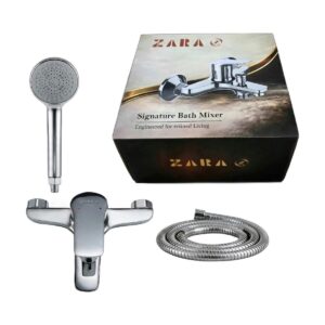 Bath & Shower Mixer AZBM S02, Wall-Mounted Chrome Shower Mixer Set (ZARA Signature)